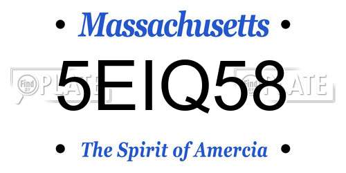 5EIQ58 Massachusetts License Plate