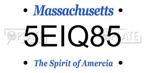5EIQ85 Massachusetts License Plate