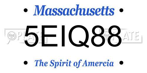 5EIQ88 Massachusetts License Plate