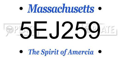 5EJ259 Massachusetts License Plate