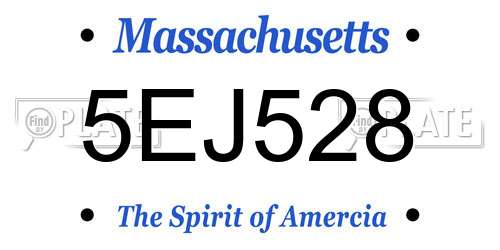 5EJ528 Massachusetts License Plate
