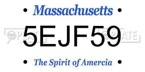5EJF59 Massachusetts License Plate