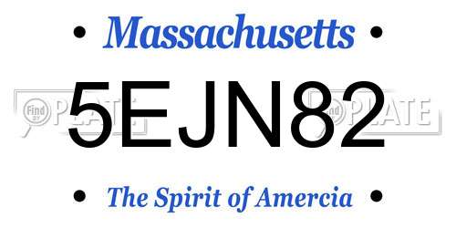 5EJN82 Massachusetts License Plate