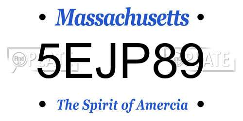 5EJP89 Massachusetts License Plate