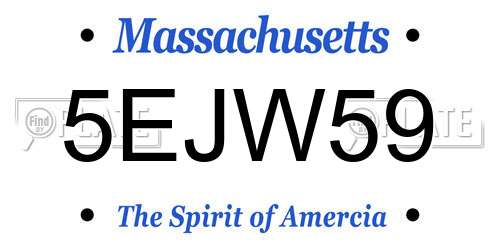 5EJW59 Massachusetts License Plate