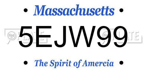 5EJW99 Massachusetts License Plate