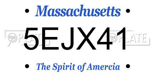 5EJX41 Massachusetts License Plate