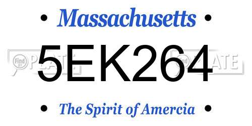 5EK264 Massachusetts License Plate