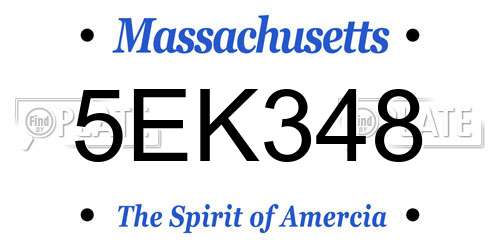 5EK348 Massachusetts License Plate