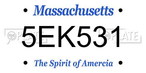 5EK531 Massachusetts License Plate