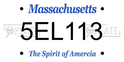 5EL113 Massachusetts License Plate