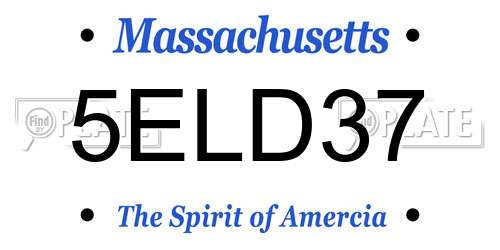 5ELD37 Massachusetts License Plate