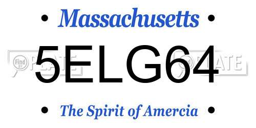 5ELG64 Massachusetts License Plate