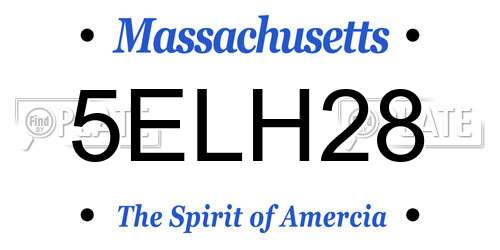 5ELH28 Massachusetts License Plate