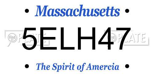 5ELH47 Massachusetts License Plate