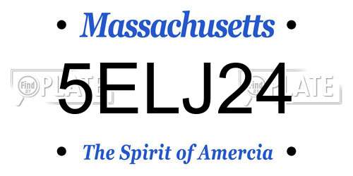 5ELJ24 Massachusetts License Plate