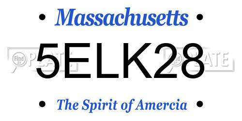 5ELK28 Massachusetts License Plate