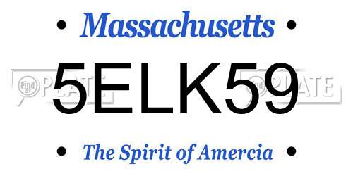 5ELK59 Massachusetts License Plate