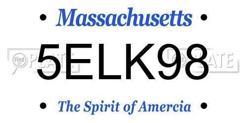 5ELK98 Massachusetts License Plate