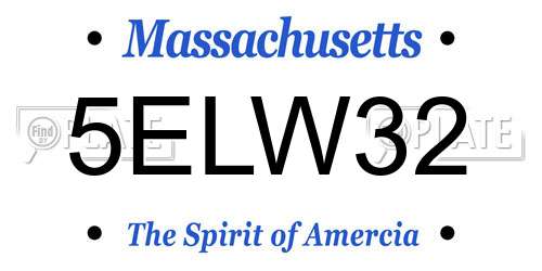 5ELW32 Massachusetts License Plate
