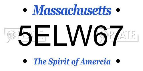 5ELW67 Massachusetts License Plate