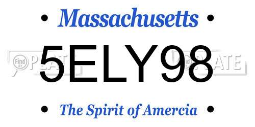 5ELY98 Massachusetts License Plate