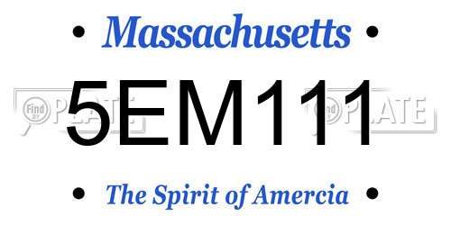 5EM111 Massachusetts License Plate