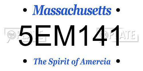5EM141 Massachusetts License Plate