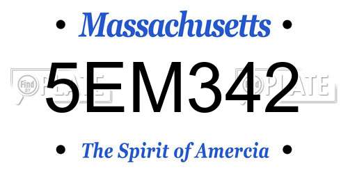 5EM342 Massachusetts License Plate