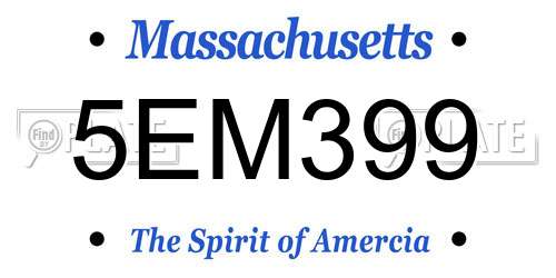 5EM399 Massachusetts License Plate