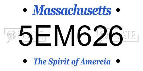 5EM626 Massachusetts License Plate