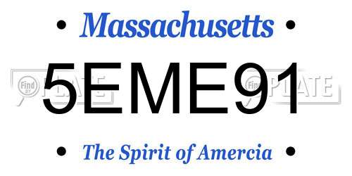 5EME91 Massachusetts License Plate