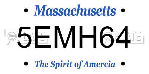 5EMH64 Massachusetts License Plate
