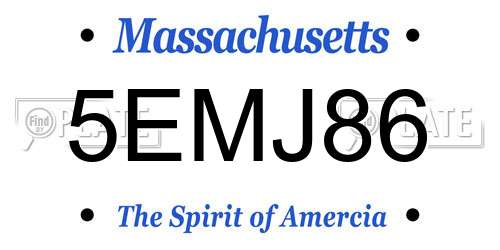 5EMJ86 Massachusetts License Plate