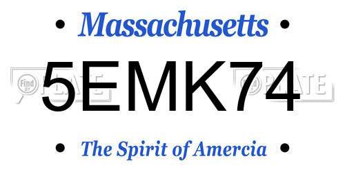 5EMK74 Massachusetts License Plate