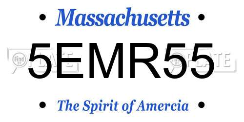 5EMR55 Massachusetts License Plate