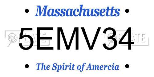 5EMV34 Massachusetts License Plate