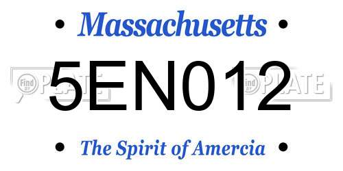 5EN012 Massachusetts License Plate