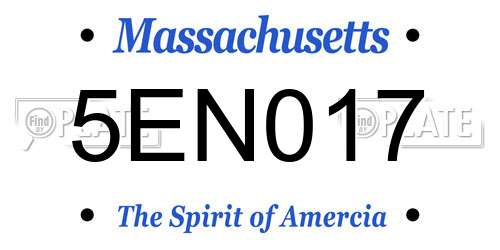 5EN017 Massachusetts License Plate