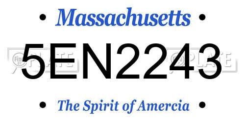 5EN2243 Massachusetts License Plate