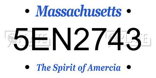 5EN2743 Massachusetts License Plate