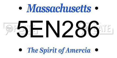 5EN286 Massachusetts License Plate