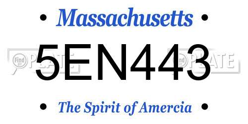 5EN443 Massachusetts License Plate