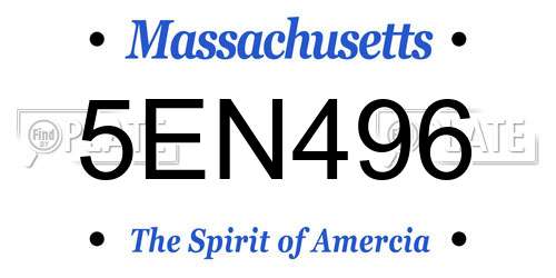 5EN496 Massachusetts License Plate