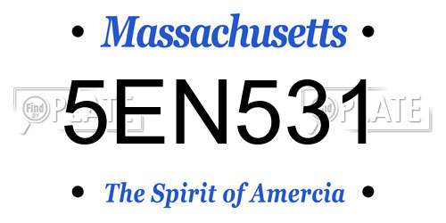 5EN531 Massachusetts License Plate