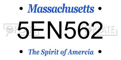 5EN562 Massachusetts License Plate