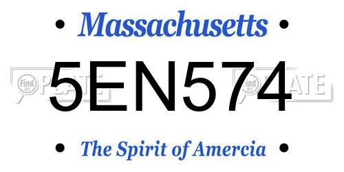 5EN574 Massachusetts License Plate