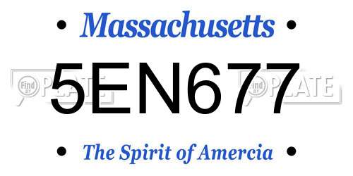 5EN677 Massachusetts License Plate