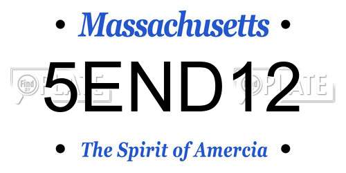 5END12 Massachusetts License Plate