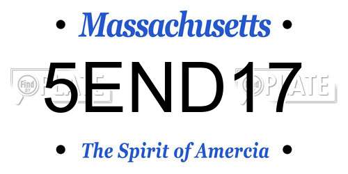 5END17 Massachusetts License Plate